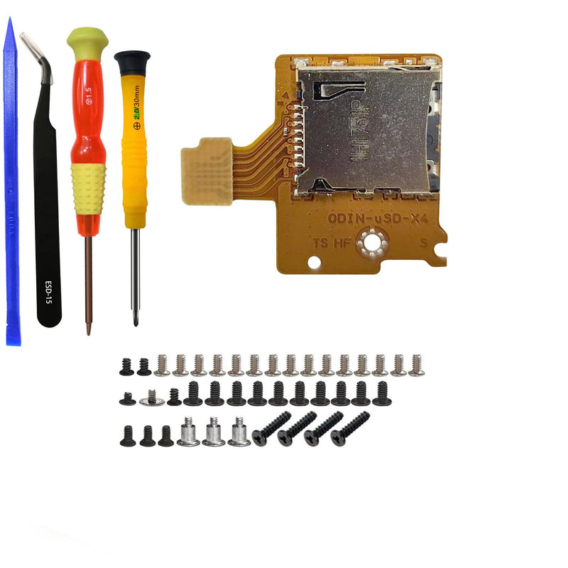 Micro SD Card Reader Replacement for Nintendo Switch,TF Memory Card Slot Socket Reader Board Replacement for NS Console+Full Set Screws and Tools