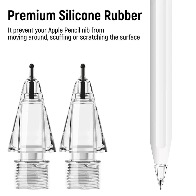Upgraded Replacement Pencil Tips for Apple Pencil Pro/ 1st Gen/ 2nd Gen/USB-C, New Soft Refill & POM Nibs with Case for iPad Pro - 4 Pack, Transparent