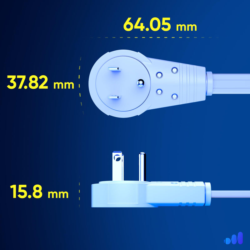 Maximm 360 Rotating Flat Plug Extension Cord 30 feet with Slim Space-Saving Plug Design, Low Profile (White) White