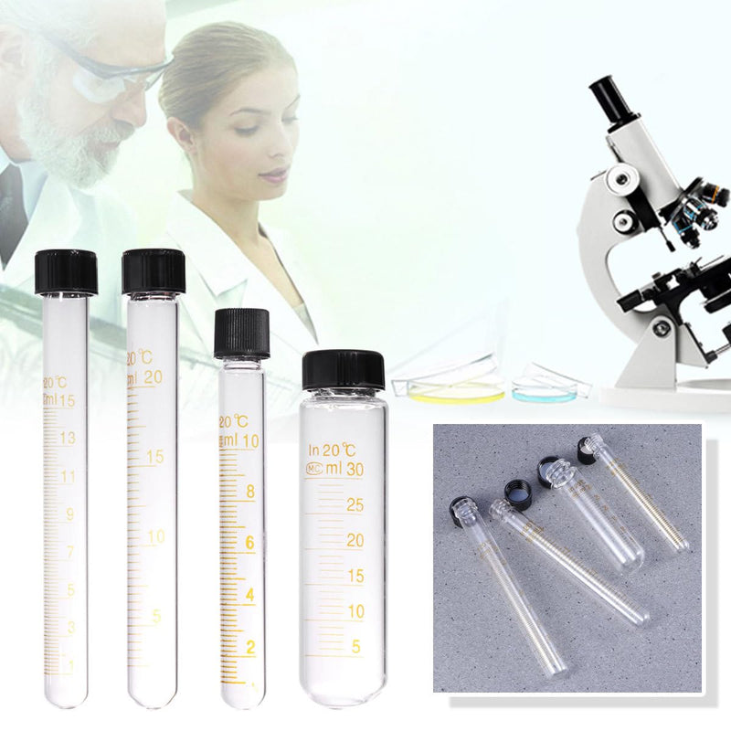 Graduated Glass Test Tubes with Screw Caps Tube Set 10Ml 15Ml 20Ml 30Ml Sample Storage for Liquid Measuring Candy and Lab Use 6.10 in