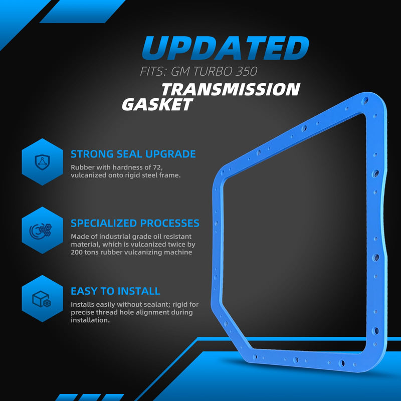 Transmission Oil Pan Gasket Fit for GM Turbo 350, Compatible with Moroso 93102. Upgraded with Steel Shim Inside, Made of High Durometer Vulcanized Rubber, Thicker, Better Sealing, More Durable