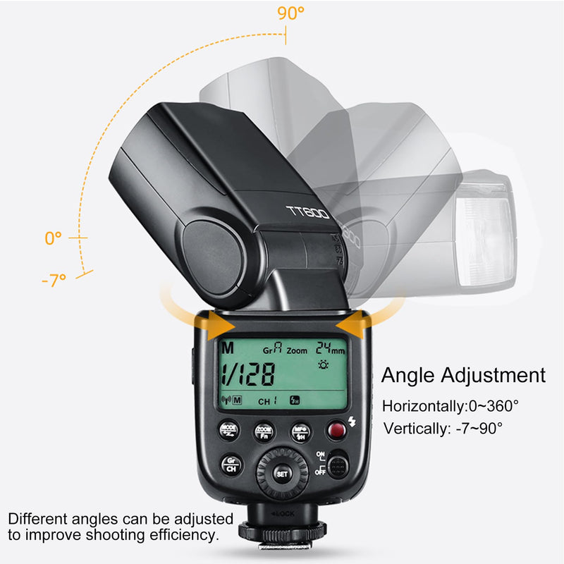 Godox TT600 2.4G Wireless Flash Speedlite Master/Slave Flash with Built-in Trigger System Compatible for Canon Nikon Pentax Olympus Fujifilm Panasonic (TT600)