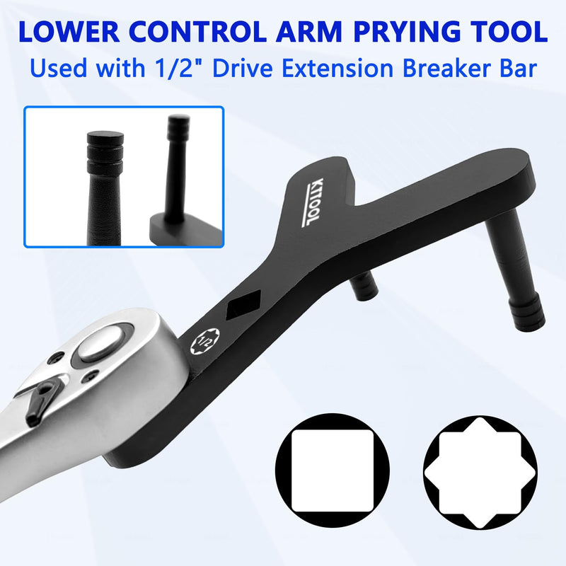 New Lower Control Arm Prying Tool, Suspension Specialty Bushing Tool, Lower Ball Joint Pry, Control Arm Tool Bushing Removal Tool Designed to Work with a 1/2" Drive Extension Breaker Bar 1 Pcs