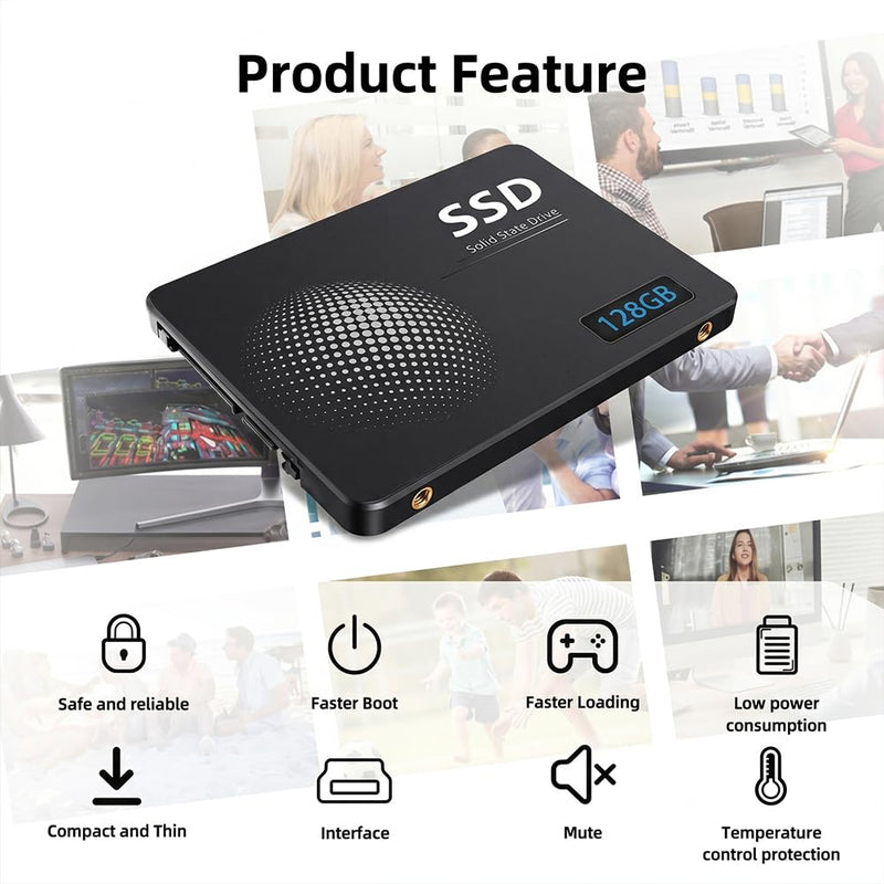 128GB SATA III SSD 2.5" – Internal Solid State Drive for Desktop & Laptop, Boost System Performance with 550MB/s Read, Silent & Shockproof Design(Style-H)