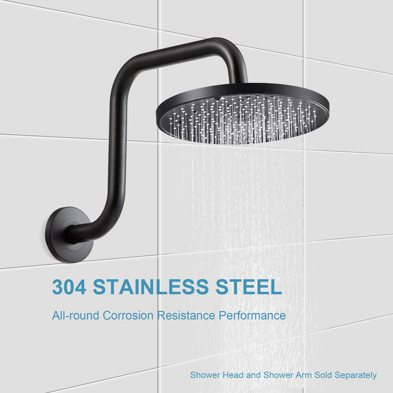 OFFO Shower Head Extension Arm 13 in, Oil Rubbed Bronze S Shaped High Rise Extender with Flange Shower Head Pipe Arm