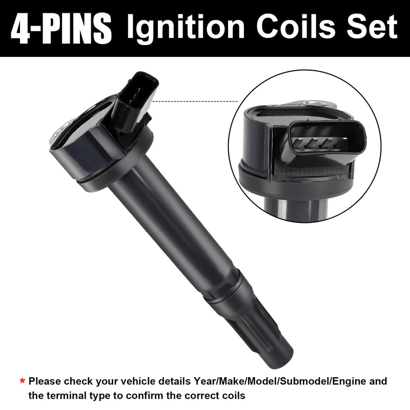 1pcs Ignition Coil Compatible with Toyota Sienna Avalon Camry Highlander Rav4 Venza Lexus RX350 IS350 ES350 2007 2008 2009 2010 2011 2012 2013 2014 2015 Coil Pack 3.5L 4.0L V6 Replace# UF487 C1601 UF487 Ignition Coil 1PCS