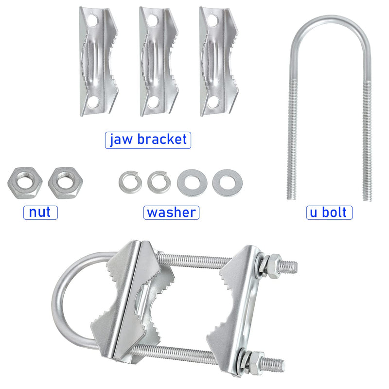 Double Antenna Mast Clamp V Jaw Block with U Bolts, Heavy Duty Mast to Mast Mount Bracket Kit for Outdoor Antenna 2 sets 2 PCS