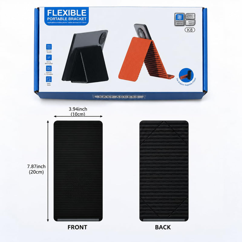 Flexible Silicone Phone Stand with Aluminum Core, Black | Bendable Hanging Cell Holder for Desk, Travel Airplane, Treadmill, Multi-Angle Adjustable Tablet & Lightweight Laptop Stand