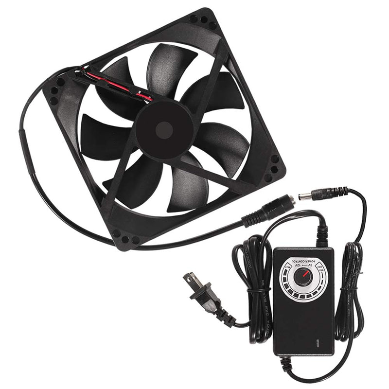120mm x 25mm 110V 220V AC Powered Cooling Fan with Speed Controller 3V to 12V, 1225 AC 115V 120V 220V 240V for Cooling Ventilation Exhaust Projects, Receiver DVR Playstation Xbox Component Cooling 1225 Fan