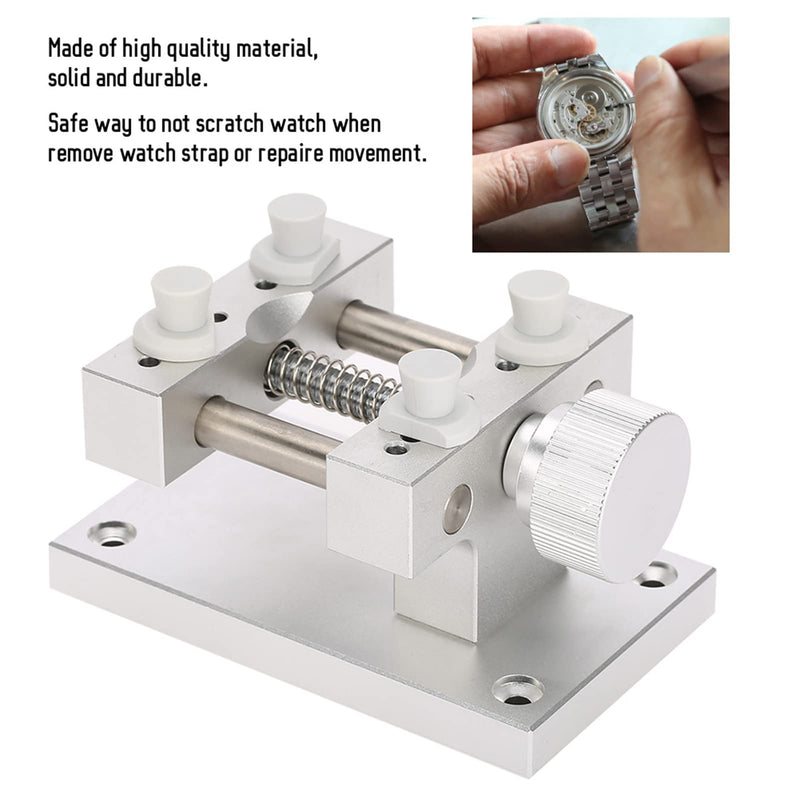 ZJchao Watch Case Holder, 80mm Maximum Opening Aperture Metal Adjustable Watch Case Back Remover Watch Strap Remover Watch Movement Base Repair Tool Back Case Opener for Watch Repairman(Sliver) Sliver