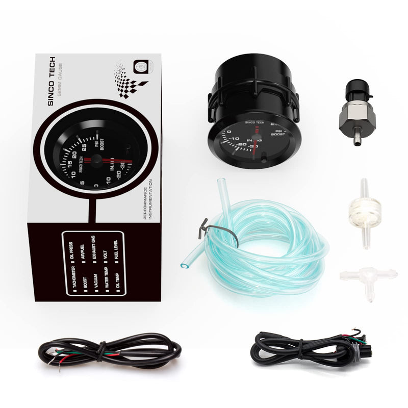 7 Color Gauge Kit 2" 52mm Automobile Backlight Pointer Car Meter with Sensor (Boost Gauge) Boost Gauge