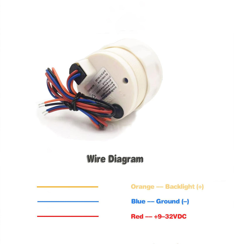 52mm(2") Hour Meter Hour Gauge Timer Gauge 7 Color Backlight for Marine Boat Car Motorcycle 9-32V Waterproof IP68 Black