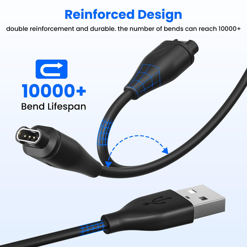 2Pack for Garmin Watch Charger Cable with Dual USB-A Ports Wall Charger | Fit Garmin Fenix, Forerunner, Vivoactive, Vivomove, BarkLimiter, Enduro, Approach, Venu, Impact, Instinct, Quatix, Epix, D2 3.3 Inches