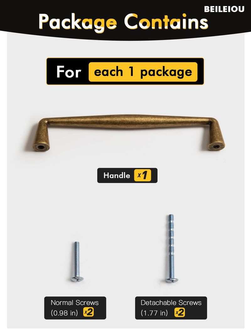 Antique Brass Zinc Alloy Cabinet Pulls - 5"(128mm) Hole Center Classic Vintage Drawer Handles,Kitchen Cupboard Bathroom Dresser Cabinet Hardware (5, Antique Brass, 5"(128mm) Hole Centers) 5"(128mm)Hole Centers