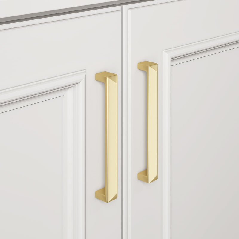 Haidms 5 Pack Gold Cabinet Handles 6-5/16 Inch(160mm) Hole Center Soild Zinc Alloy Brushed Gold Cabinet Pulls Kitchen Drawer Pulls Cupboard Hardware for Kitchen 6-1/4 inch Hole Center