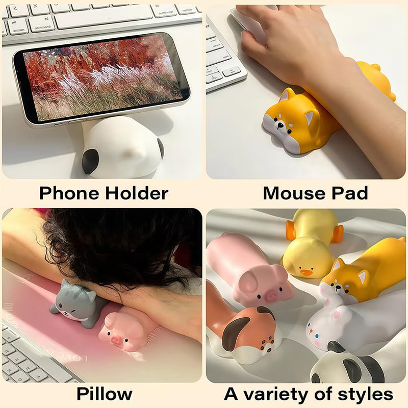 Cute Mouse Wrist Rest Mouse Pad Keyboard Computer Elbow Support Pad Suitable for Laptops, Desks, and Office Supplies (Gray Cat) Gray Cat