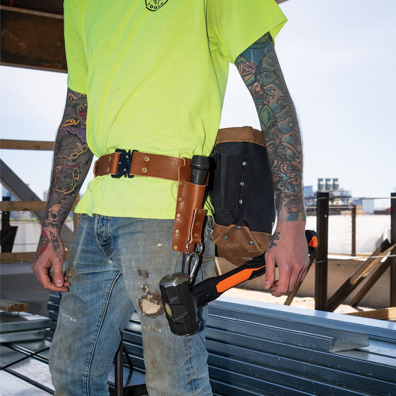 Klein Tools 5826L Leather Tool Belt with Quick-Release Buckle, 32-Inch to 40-Inch Waists, Large L Quick Release Buckle