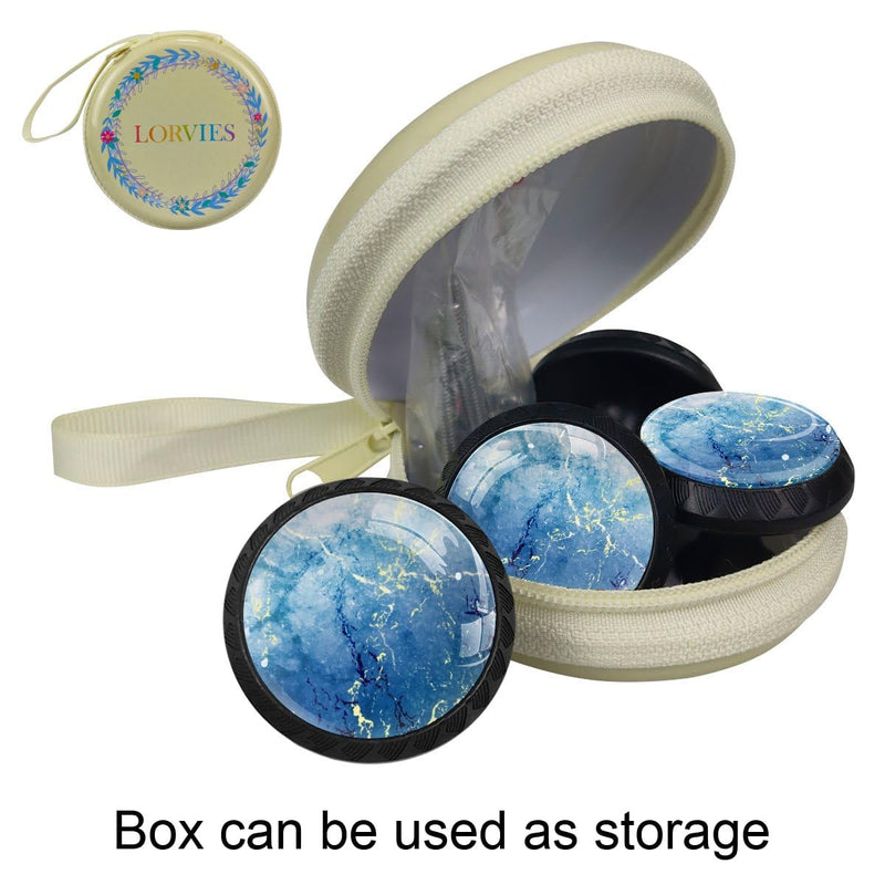 LORVIES 4 Pack 1.37" Marble Decorative Cabinet Knobs, ABS Glass Black Round Single Hole, Dresser Drawer Closet Handles Pulls for Home Kitchen Bedroom (Ocean Texture) Ocean Texture
