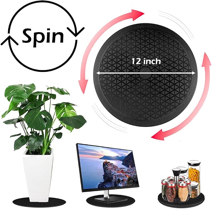 Upgraded 12 Inch 360° Lazy Susan Rotating Turntable Stand | Smooth rotation & heavy load capacity, equipped with 12 non-slip pads; ideal for monitor, laptop, plant, model, fish tank 12inch