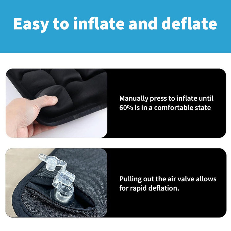 Travel Cushion, 3D Inflatable Airplane Seat Cushion, Car Portable Breathable Comfort Cushion,Office Wheelchair Pad, Camping Seat Mat (Black-36) Black-36