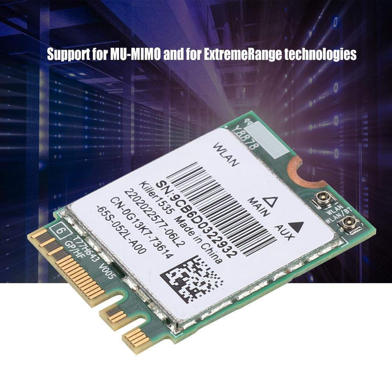 Game Wireless Network Card,Dual Band 802.11ac NGFF M.2 867Mbps Bluetooth 4.1 Game Wireless Network Card for Killer WirelessAC 1535