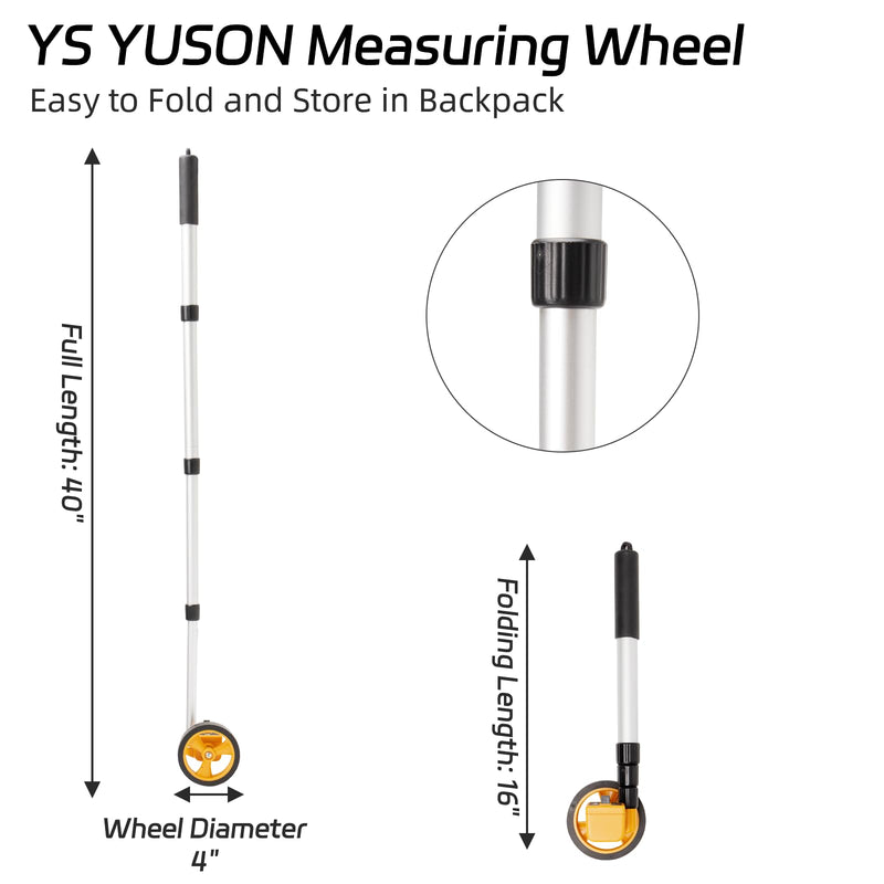 Rolling Measuring Wheel in Feet, Digital Measuring Wheel for Construction, Walking Measuring Wheel, Measure Wheel with Tape Measure and Level Ruler, One Key to Reset, 4 Inch, Up to 9999Ft 4 Inch Basic Set