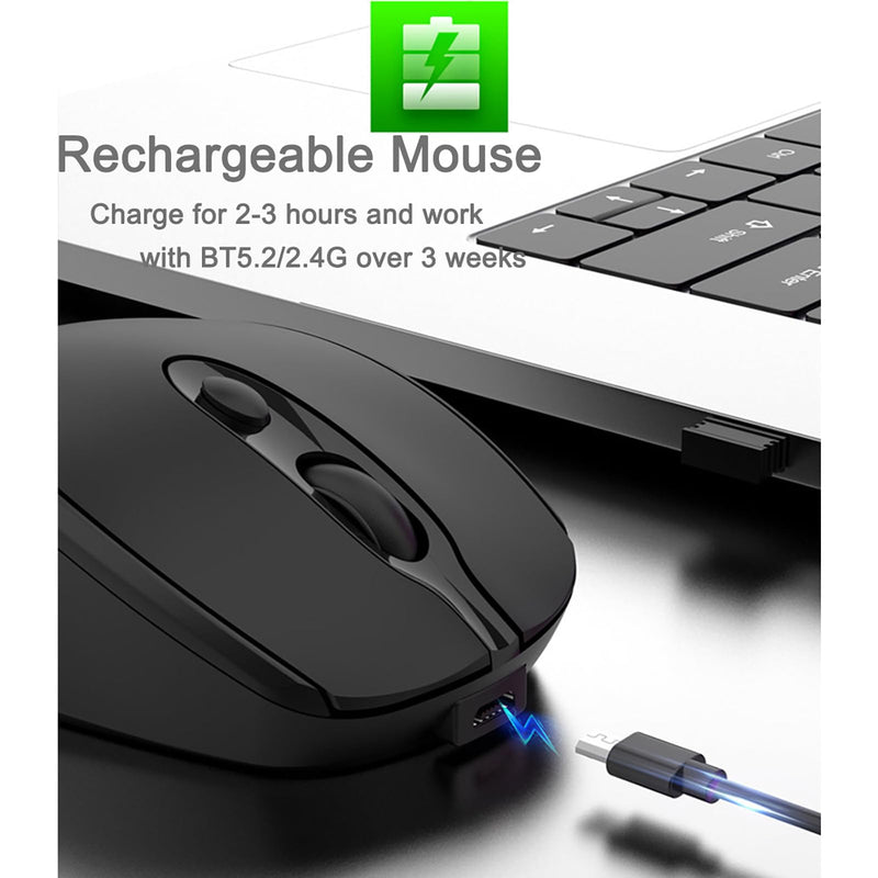 Bluetooth Wireless Mouse USB C for Macbook Air Pro/Computer/Laptop, Wireless Rechargeable Silent Ergonomic Mouse Type C for Mac/iPad/iMac/Surface (Black) Black