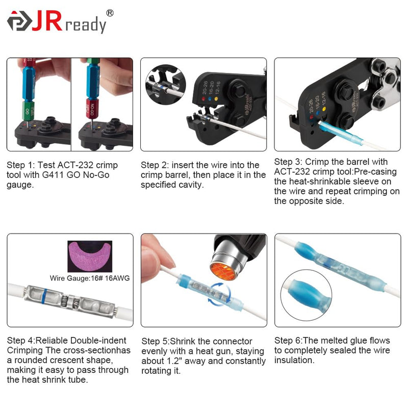 JRready 50Sets D-436 Series Heat Shrink Butt Splice Connector 20-16 AWG(D-436-37 M81824/1-2 Equivalent) IP68 Waterproof Blue Environmental Butt Splice with PVDF/PE Tubes ST6385-16-50 Wire Connectors 16#Blue-50Sets