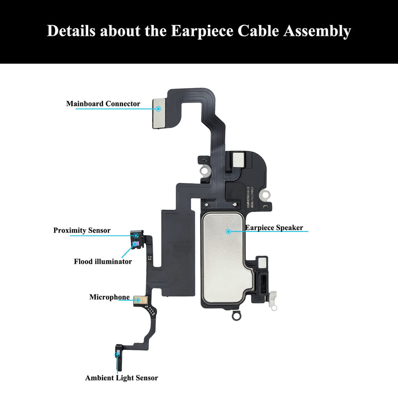 for iPhone 12 Pro Max Earpiece Speaker & Earspeaker Ear Piece Proximity Light Sensor Flex Cable with Repair Tools Compatible with iPhone 12 Pro Max 6.7 Inch