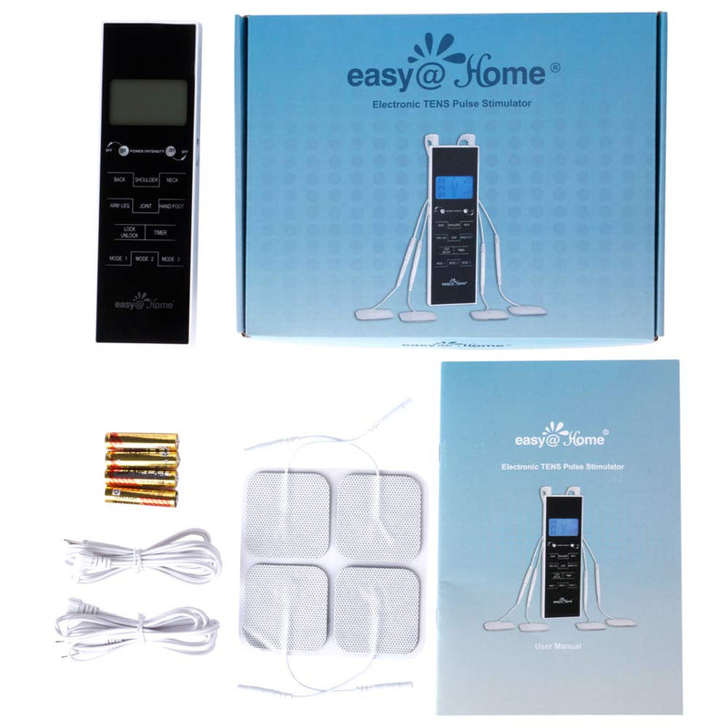 Easy@Home TENS Unit Muscle Stimulator, Electronic Pulse Massager,EMS TENS Machine,Pain Relief Therapy Pain Management Device,Backlit LCD Display, OTC Home Use - FSA Eligible Handheld, EHE010