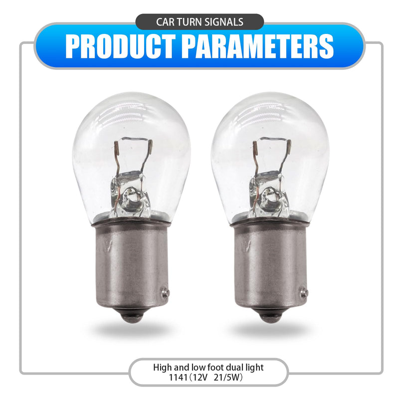 10 PCS Car 1141 Halogen Turn Signal Bulb, BA15S 12V 21W Stable Filament Super Bright Bulb Replacement, Single Contact Plug and Play without Decoding Bulb, Universal for Cars (Transparent) 10 PCS Transparent #1141