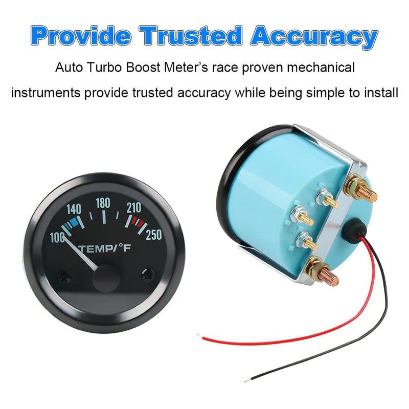 WATERWICH 2inch 52mm Water Temperature Gauge 100-250℉ Water Temp Thermometer Meter Kit DC12V for Ship Car Truck Vehicle Automotive Boat Marine