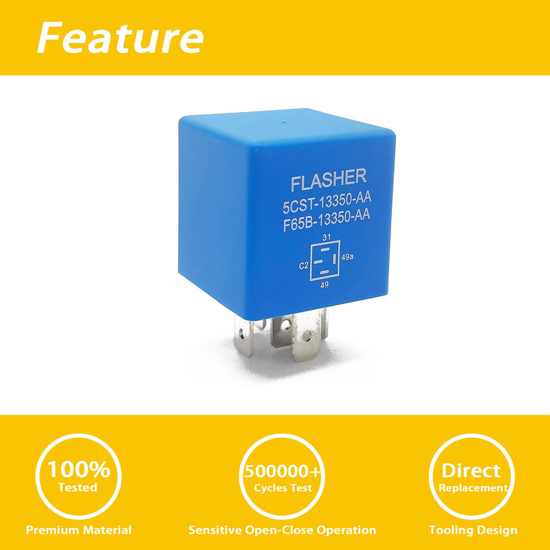 5 pin 12 Volt Turn Signal Flasher Relay for Lights Compatible with Ford 1995-2014 F350 F150 F250 F350 Super Duty Escape Excursion Expedition 5C3T-13350-AA F65B-13350-AA Hazard Warning Relay