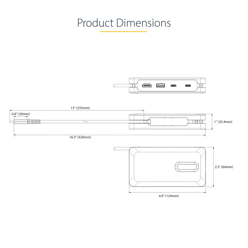 StarTech.com USB-C Docking Station for MacBook Pro M1 M2 M3 M4 and Windows, 4K 60Hz HDMI, HDR, USB 10Gbps Hub, 100W Laptop Charging, GbE, 1ft/30cm Cable single HDMI 1 x USB-A | 2 x USB-C