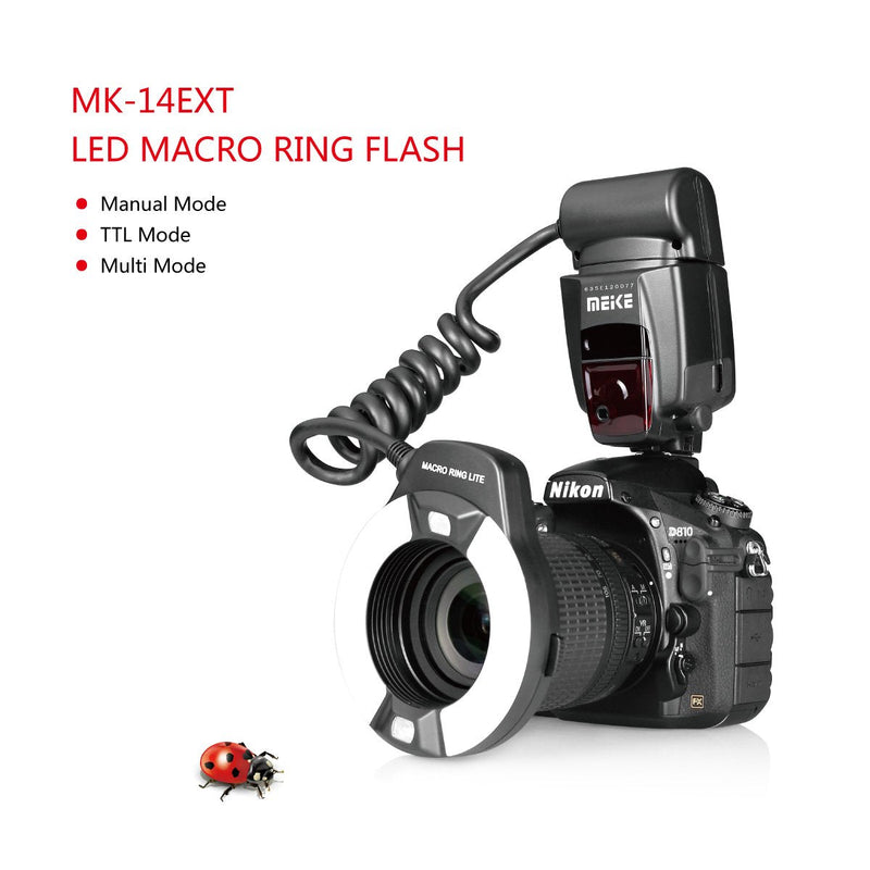 MEKE MK-14EXT-N I-TTL Macro Ring Flash Compatible with Nikon D7100 D7000 D5200 D5100 D5000 D3500 D3200 D3100 D90 D300S D600 with LED AF Assist Lamp