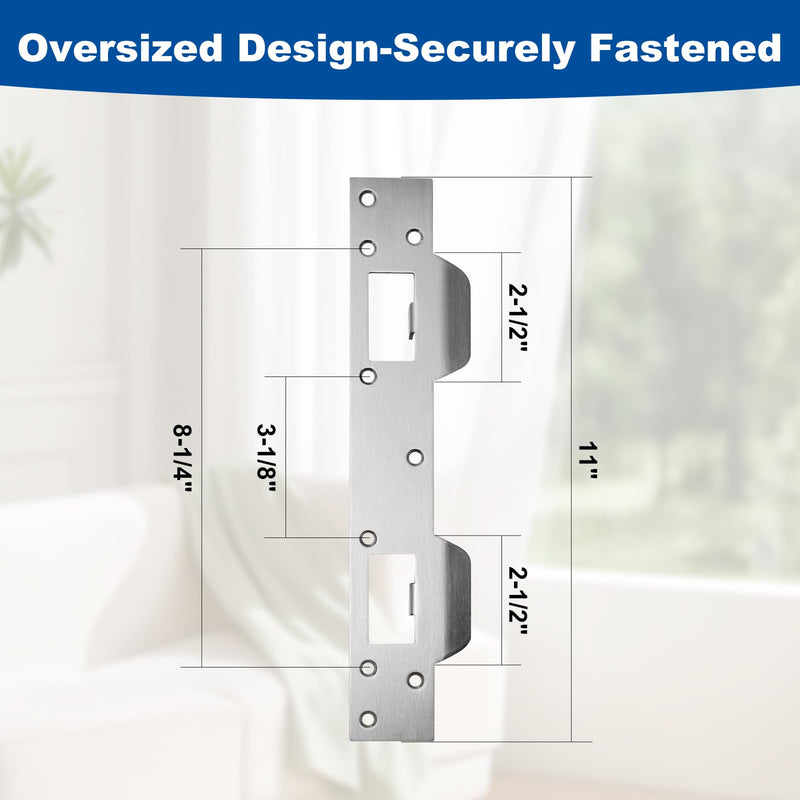 U 10539 Door Reinforcement Plate for 1-3/4" Thick Doors and Includes The U 10385 Door Strike Plate. (Silver) Silver