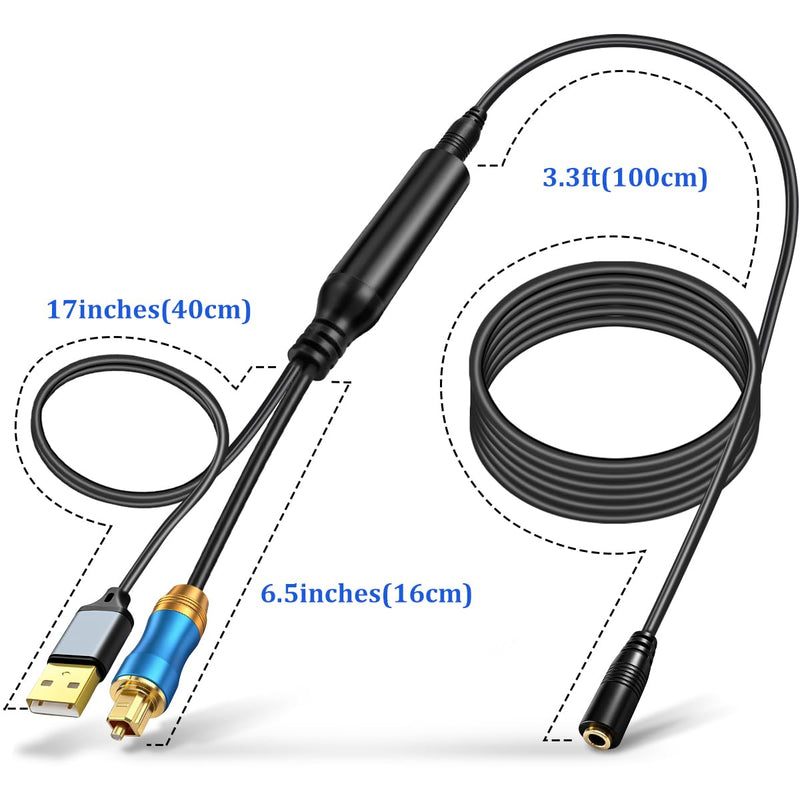 192KHz DAC Optical to 3.5mm Converter, Optical Audio Cable to AUX Adapter, Unidirectional from Digital to Analog SPDIF to 3.5mm Cable for TV Sound to Speaker Headphone with AUX-in Interface Medium Gold 1