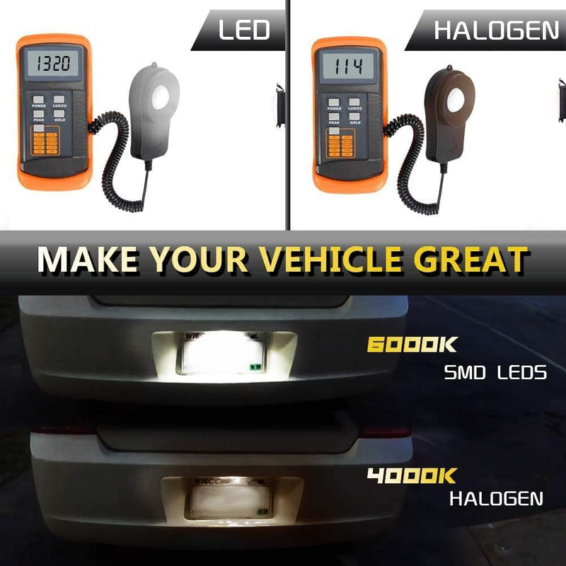 LED License Plate Light Lamp Assembly For 2015-2019 Dodge Charger Challenger Chrysler 300 Pacifica Jeep Compass 6000K Dimond White, Pack of 1