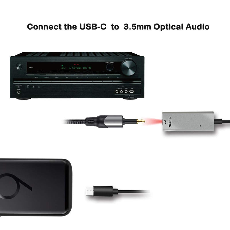 DA-03 USB-C DAC Audio Converter 192kHz 24bit Toslink Optical 3.5mm AUX Output External Sound Card