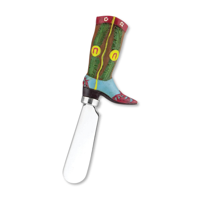 Supreme Housewares Western Cowboy Boot Cheese Spreaders, Hand-Painted Resin Handles with Stainless Steel Blades for Spreading Cream Cheese, Butter, and Jam, Assorted Designs, Set of 4