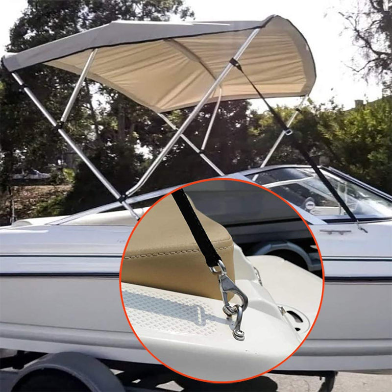 Adjustable Bimini Boat Top Strap Loops Single Snap Hook 28"~60" Boat Awning Marine Webbing Hardware (4 PCS)