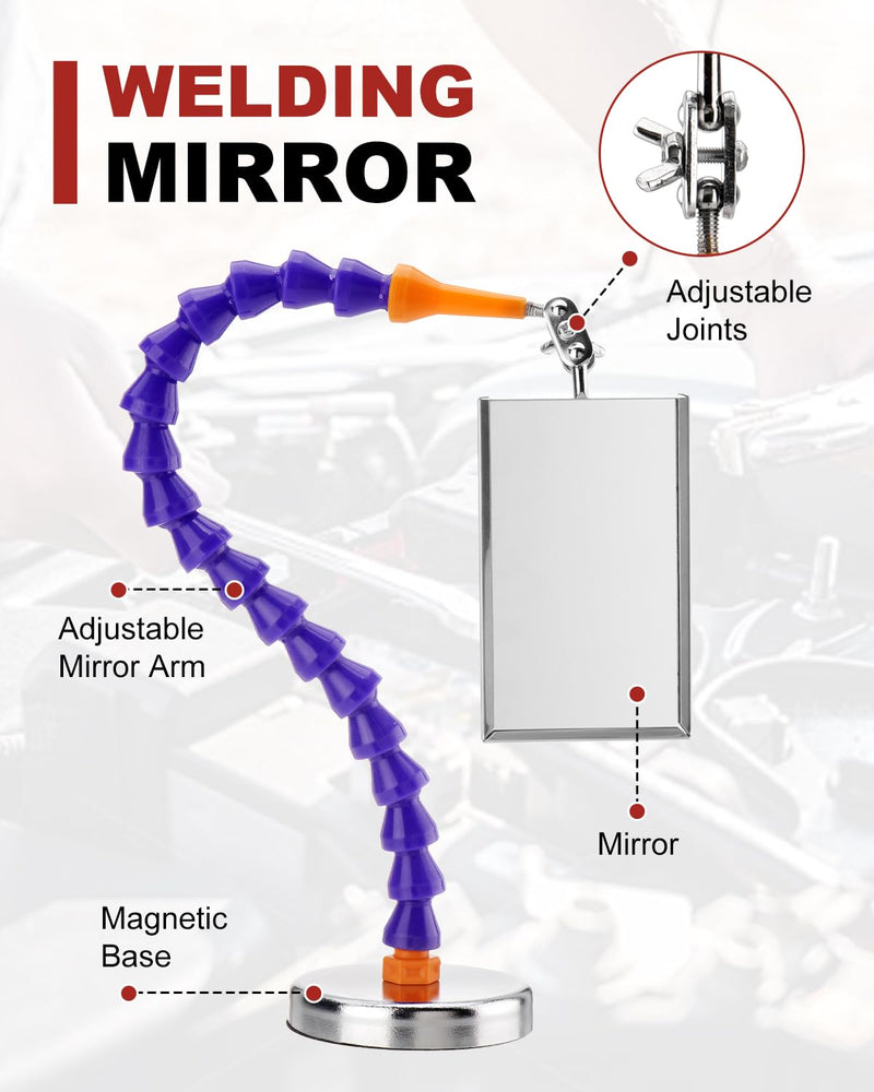 Inspection Mirrors Welding Mechanic Mirror with Magnetic Base Adjustable Arm Machine Tool for Technicians Auto Mechanics for Use in Confined Spaces