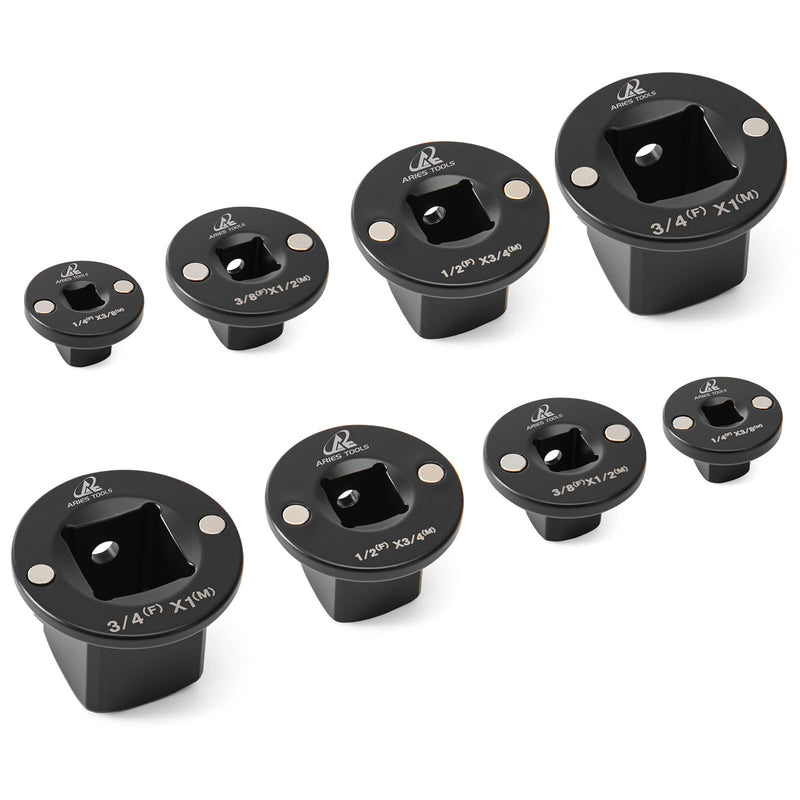 Socket Set Adapter,Low Profile Impact Socket Set Works with Impact Wrench，Torque Wrench，Electric Ratchet，Designed for Confined Space，3/8" to 1/2", 1/4" to 3/8", 3/4" to 1", 1/2" to 3/4", 8PC 8
