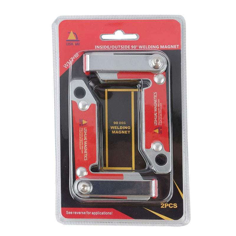 LISHUAI New Item 2pcs/pack Neodymium Magnet Welding Clamp/90 Degree Permanent NdFeB Welding Magnet with Handle Medium