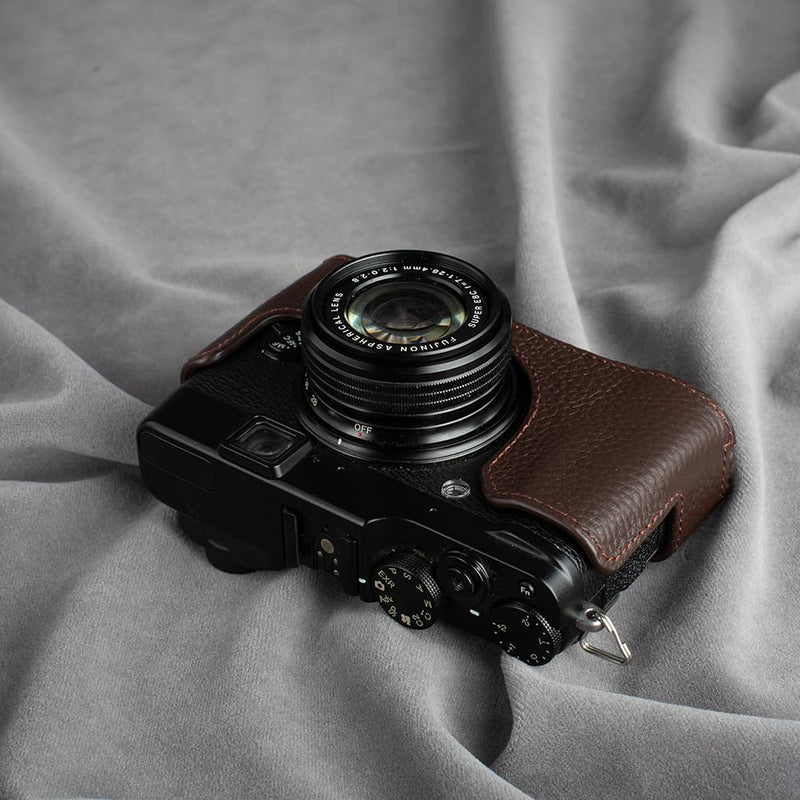 Handcrafted Genuine Leather Camera Case Retro Style Half-Wrap Camera Case For FUJIFILM X10 X20 (Mocha Brown) Mocha Brown