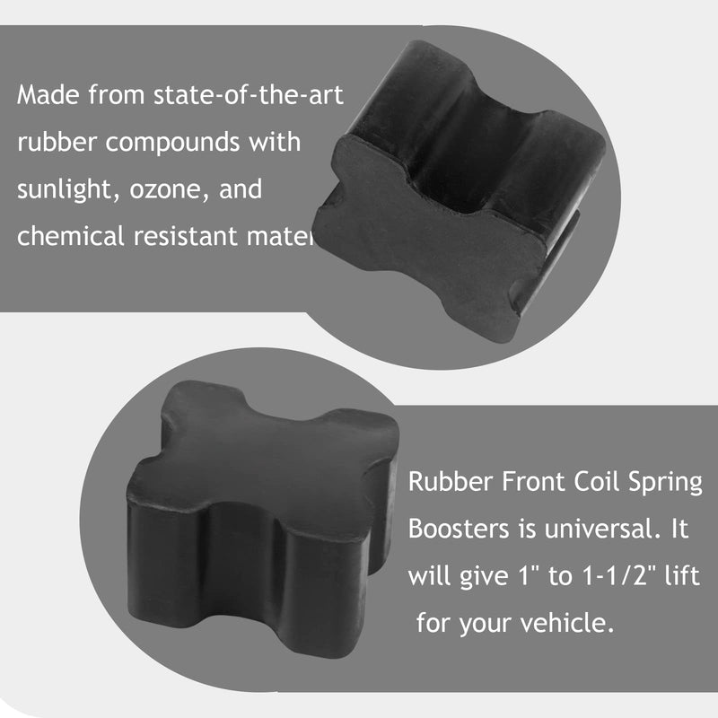 Heavy Duty Rubber Front Coil Spring Booster Kit, Rubber Coil Spacers, 1.5" Thick Pack of 4 4PCS