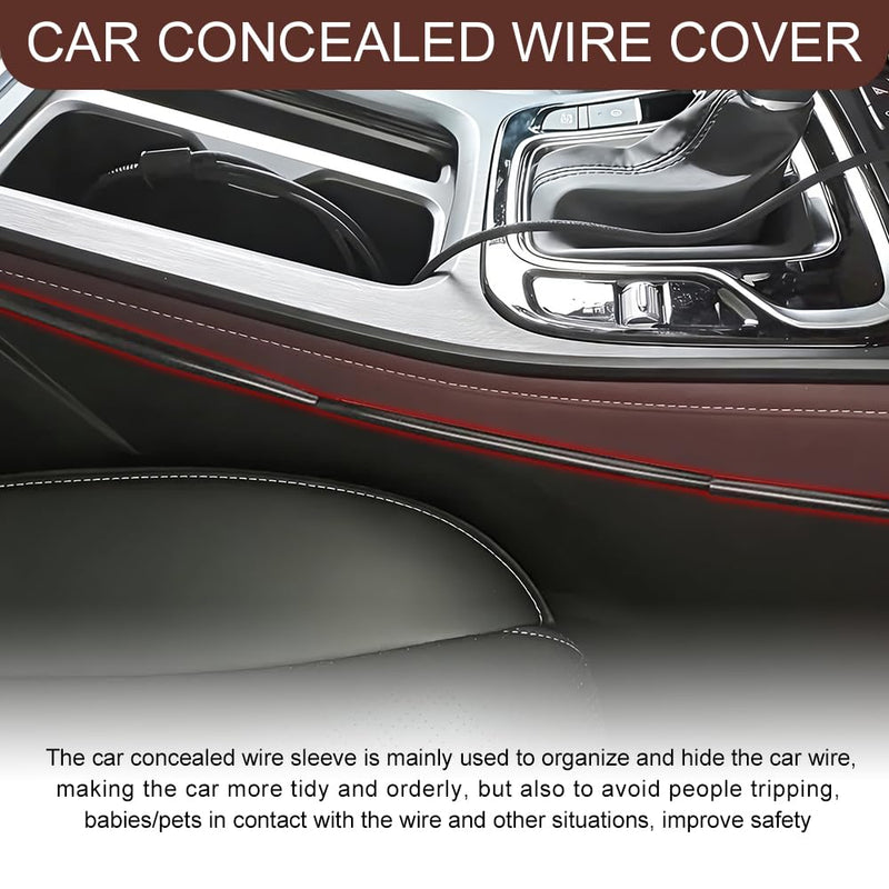 4PCS Car Concealed Wire Cover, Car Cable Management, Automotive Power Cord Cover Adhesive Cable Hidden Protector, PVC Auto Split Sleeving Wire Cord Organizer for USB, Audio and Video Line