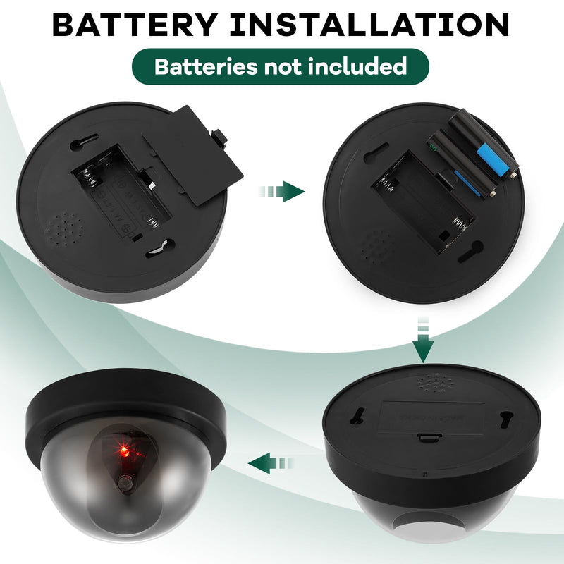 Kanayu 8 Pack Dummy Fake Camera CCTV Dome Fake Security with Flashing Red LED Light Wireless Surveillance Dummy CCTV for Outside Decoy Camera with Screws Tape for Indoor Outdoor Home(Black) Black