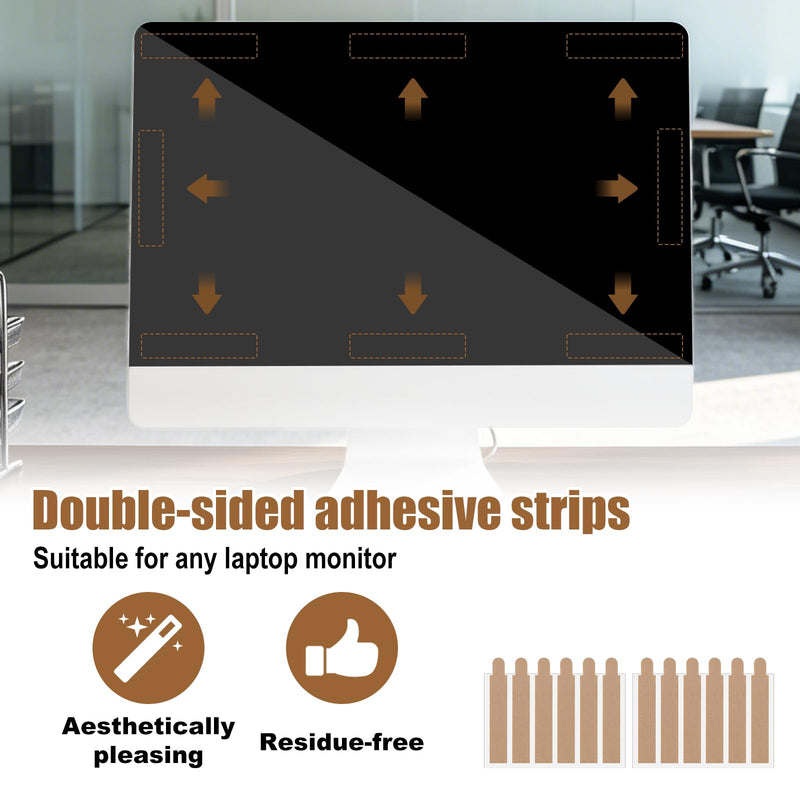 SAVITA 12pcs Privacy Screen Adhesive Strips and 2pcs Plastic Slide Mount Tabs for Computer Monitor, Laptop Privacy Screen Protector Replacement Kit with Microfiber Cloth for Easy Installation