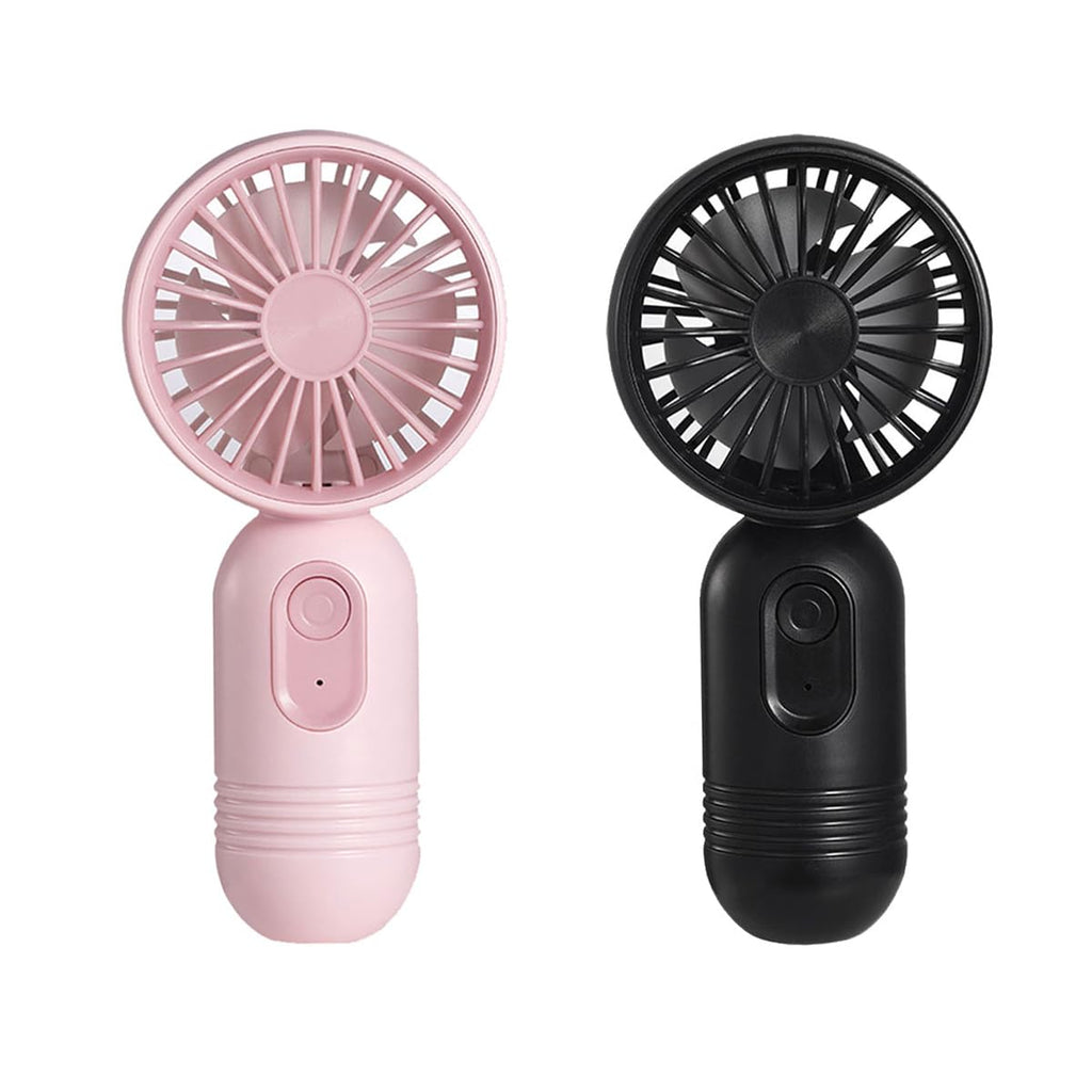 VanSmaGo [Portable Mini Fan 2-pack Handheld Personal Small Fan with 3-speed for Travel, USB Rechargeable Battery Operated Eyelash Fan, Black&Pink Black & Pink